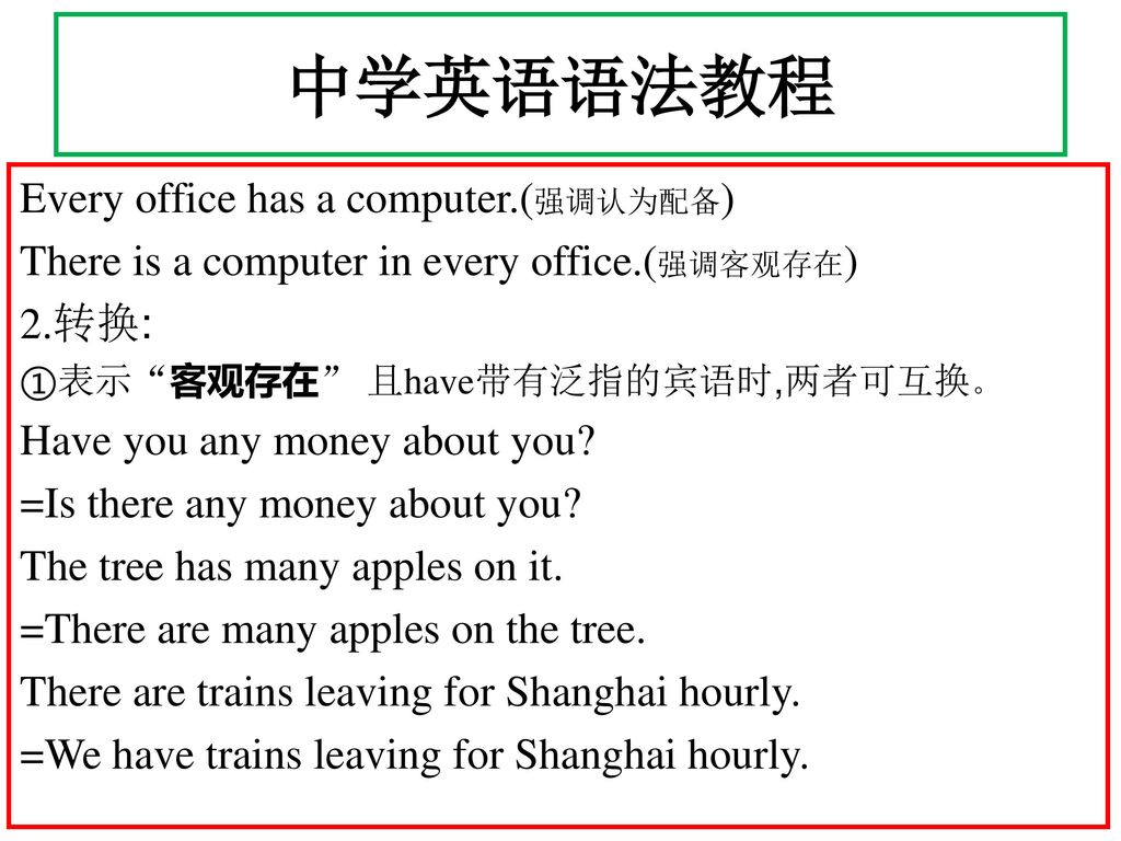 中学英语语法教程 Every office has a computer.(强调认为配备)