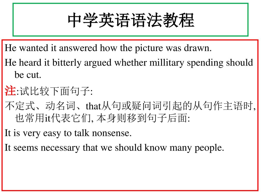 中学英语语法教程 注:试比较下面句子: He wanted it answered how the picture was drawn.