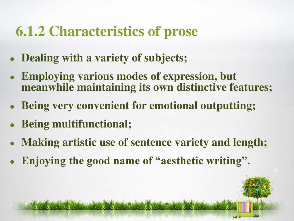 6.1.2 Characteristics of prose