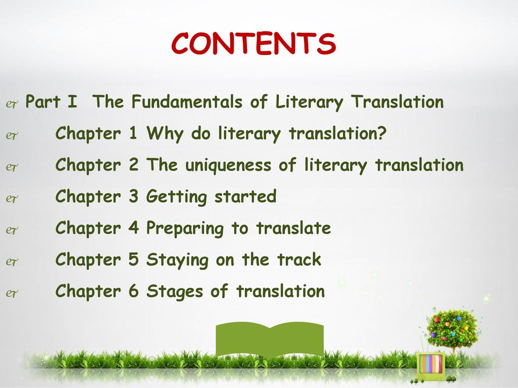 CONTENTS Part I The Fundamentals of Literary Translation