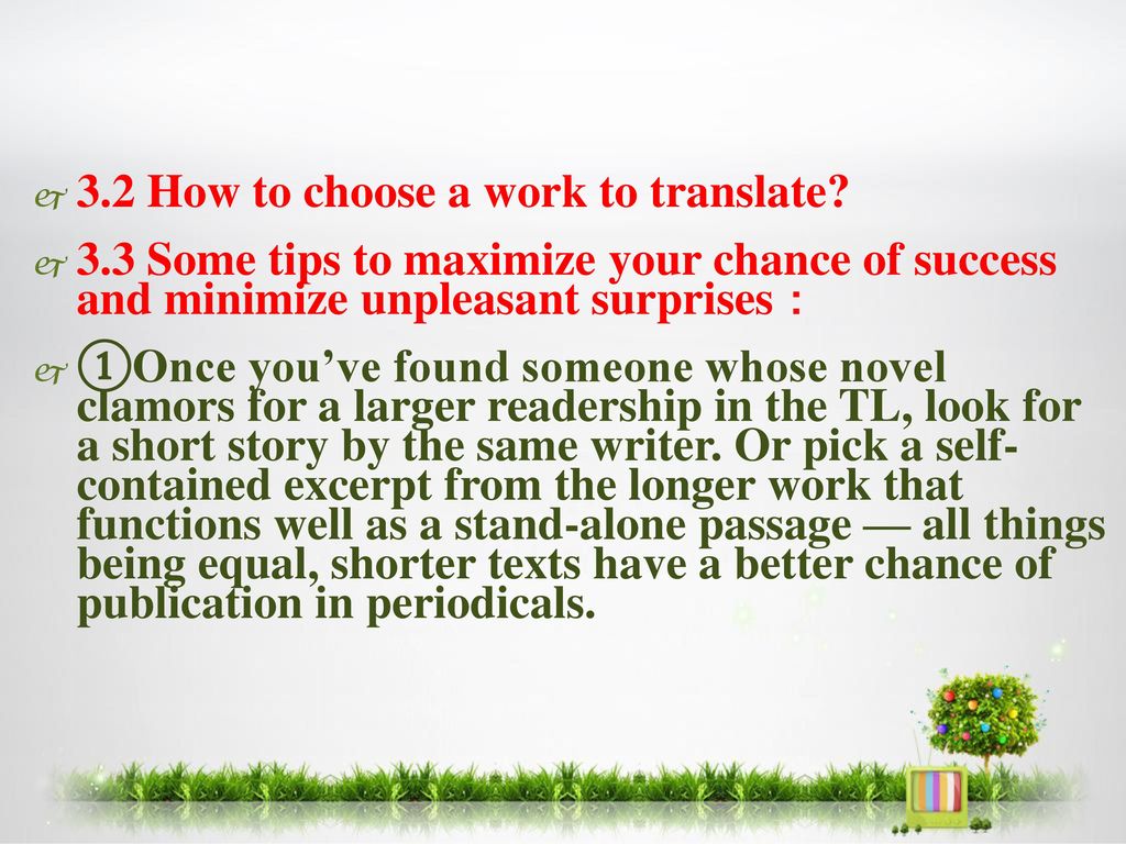 3.2 How to choose a work to translate