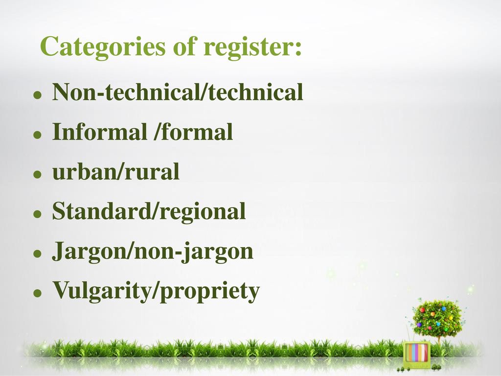 Categories of register: