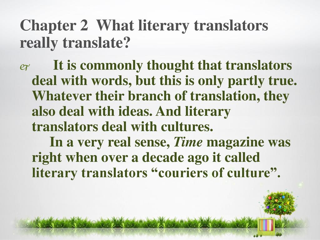 Chapter 2 What literary translators really translate