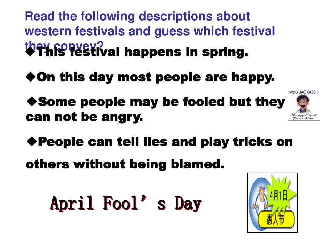 Read the following descriptions about western festivals and guess which festival they convey