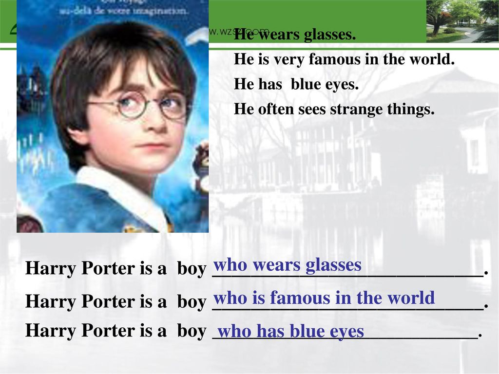 Harry Porter is a boy ____________________________.