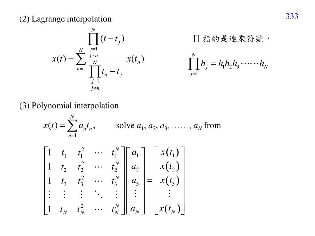 (2) Lagrange interpolation
