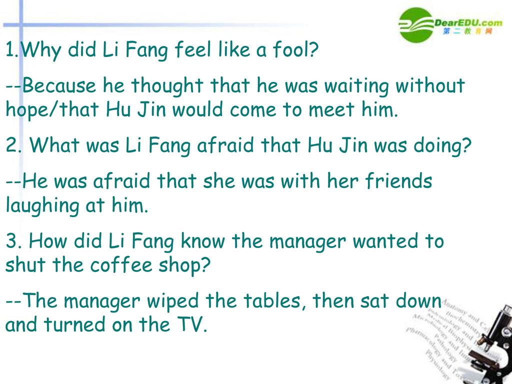 1.Why did Li Fang feel like a fool