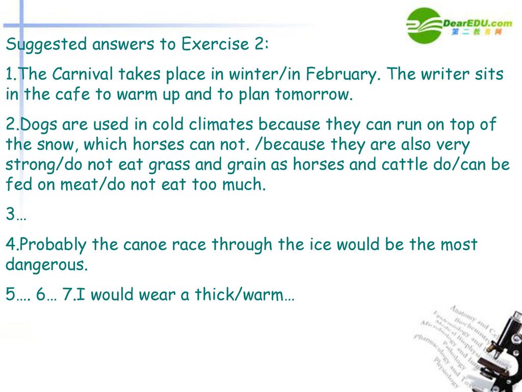 Suggested answers to Exercise 2: