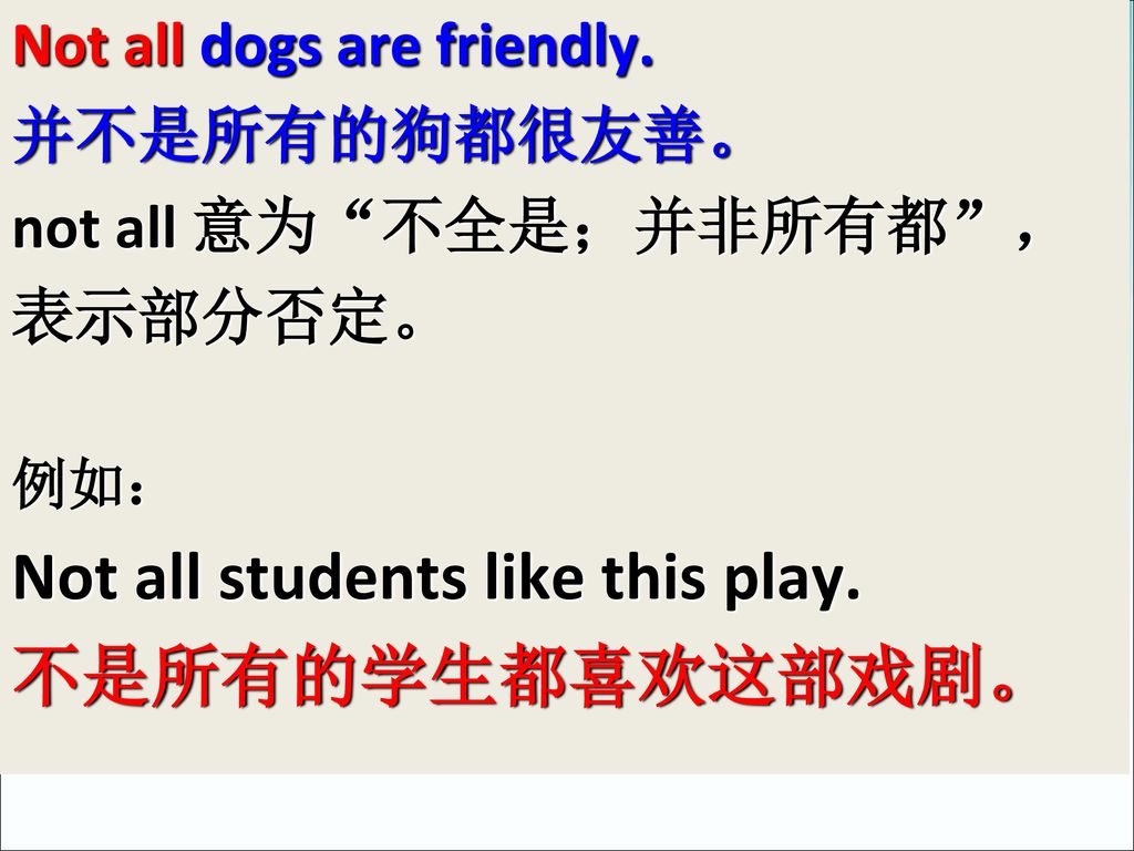 Not all students like this play. 不是所有的学生都喜欢这部戏剧。