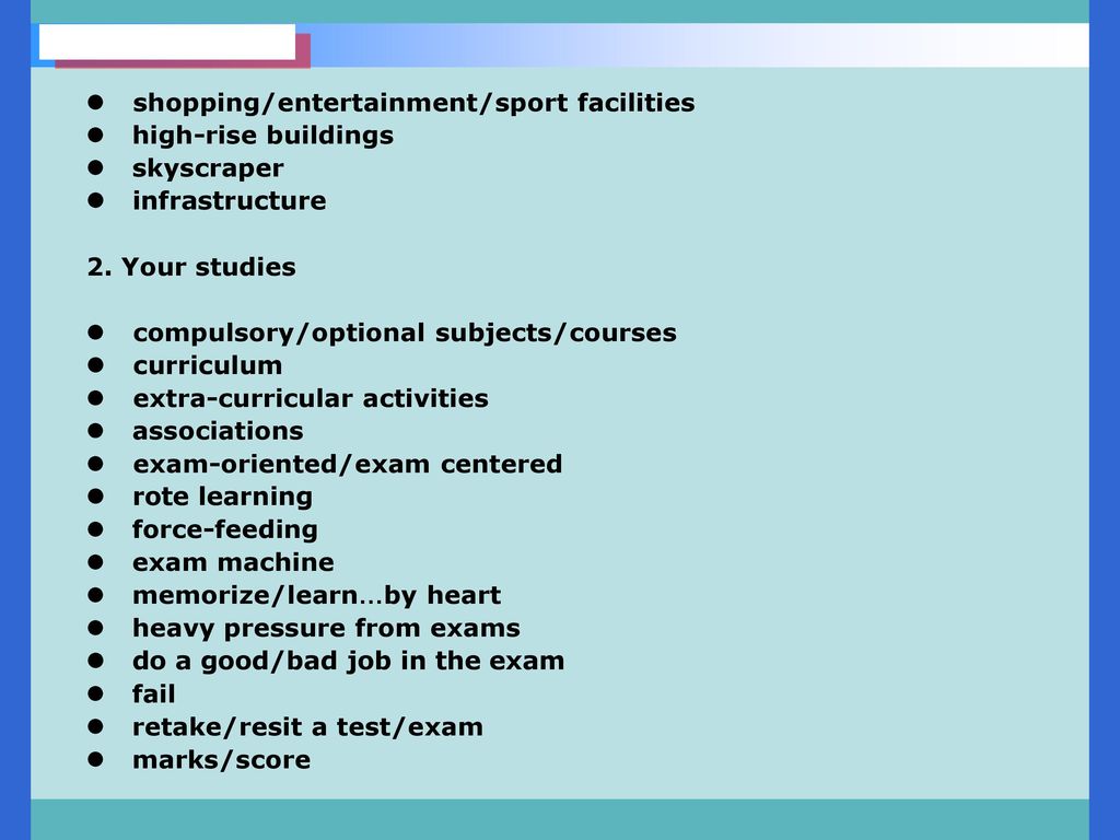 l shopping/entertainment/sport facilities