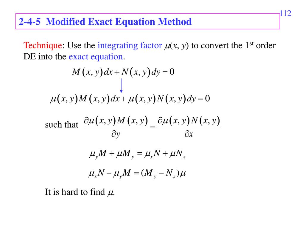 2-4-5 Modified Exact Equation Method