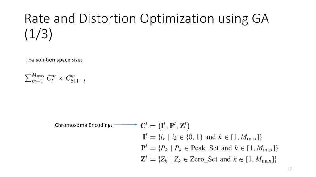 Rate and Distortion Optimization using GA (1/3)