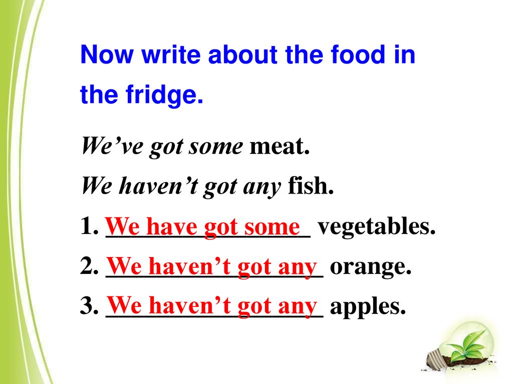 Now write about the food in
