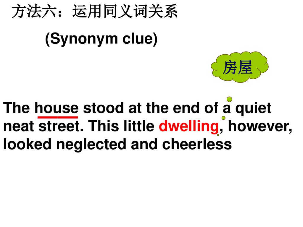 —— 方法六：运用同义词关系 (Synonym clue) 房屋