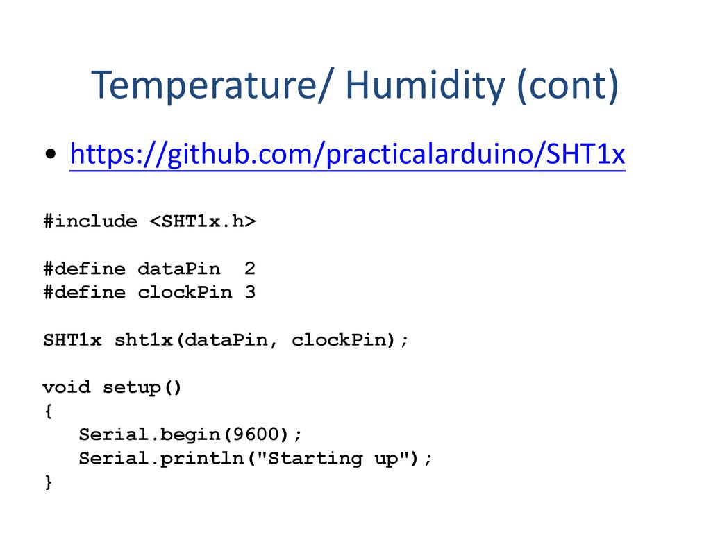 Temperature/ Humidity (cont)
