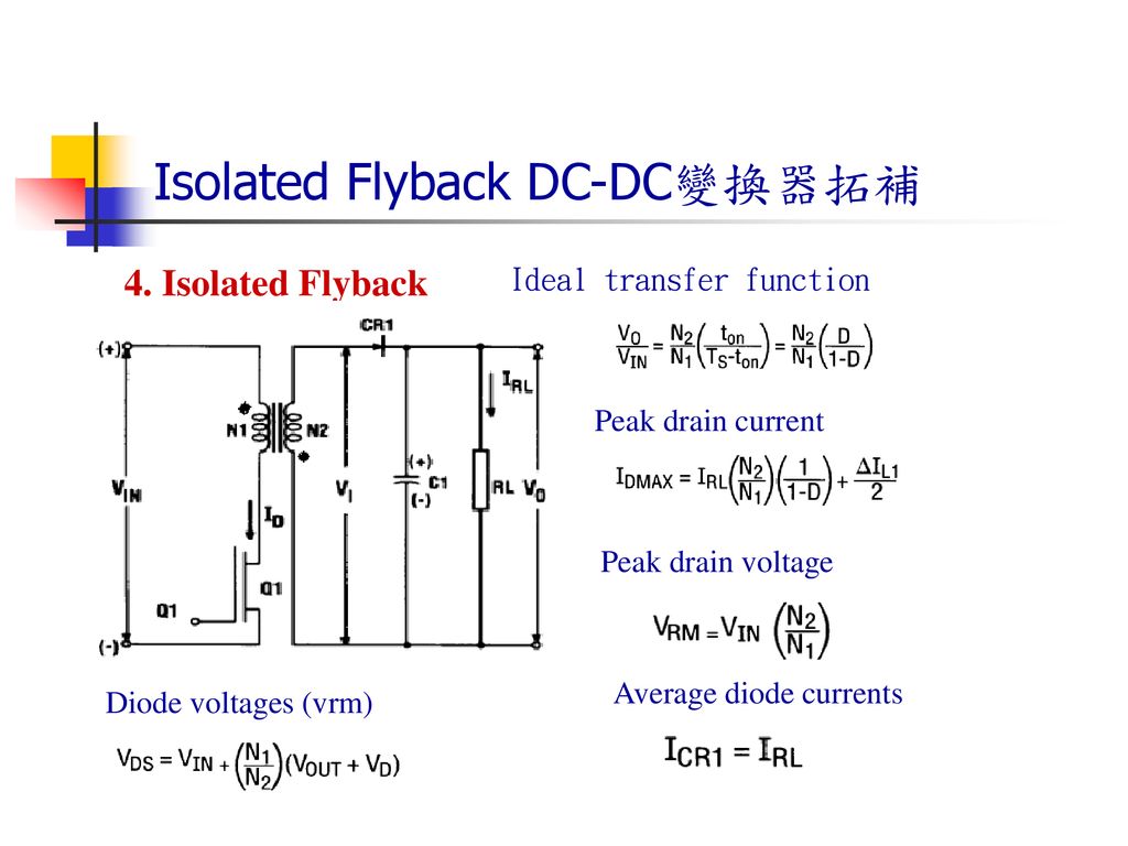Isolated Flyback DC-DC變換器拓補