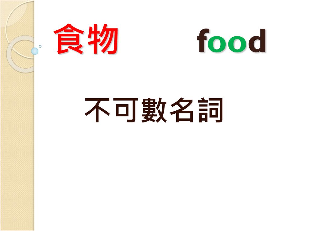 5单字字汇教学食物篇(1)图片来源:翰林出版社 食物 food图片来源