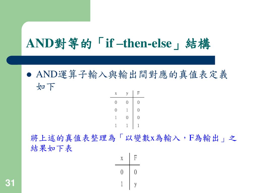 AND對等的「if –then-else」結構