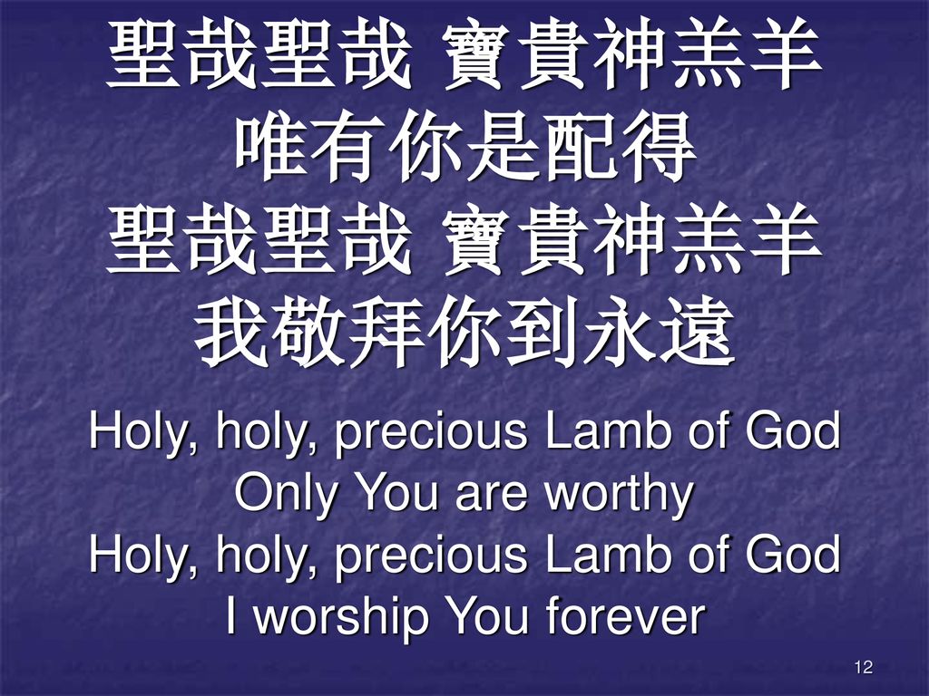 Holy, holy, precious Lamb of God