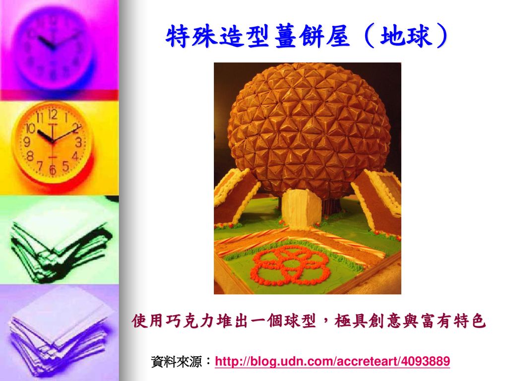 特殊造型薑餅屋（地球） 使用巧克力堆出一個球型，極具創意與富有特色