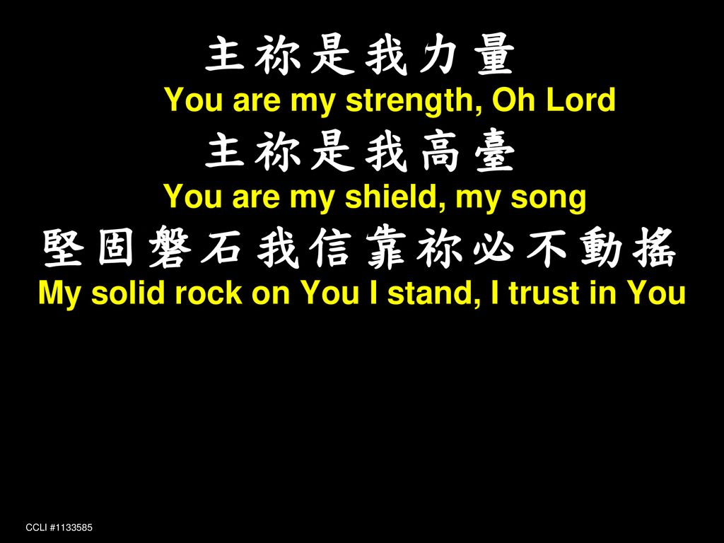 主祢是我力量 You are my strength, Oh Lord 主祢是我高臺 You are my shield, my song