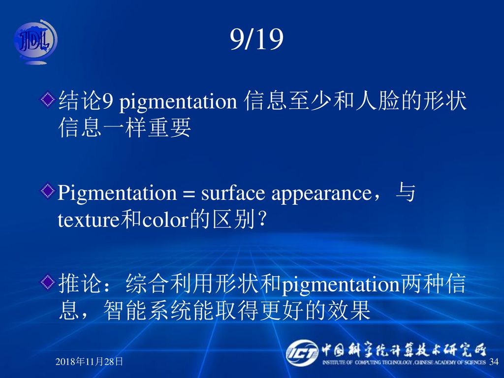 9/19 结论9 pigmentation 信息至少和人脸的形状信息一样重要