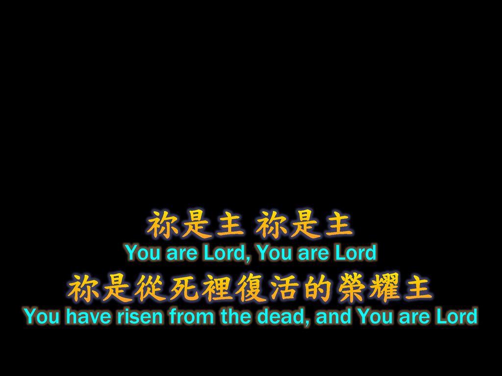 祢是主 祢是主 祢是從死裡復活的榮耀主 You are Lord, You are Lord