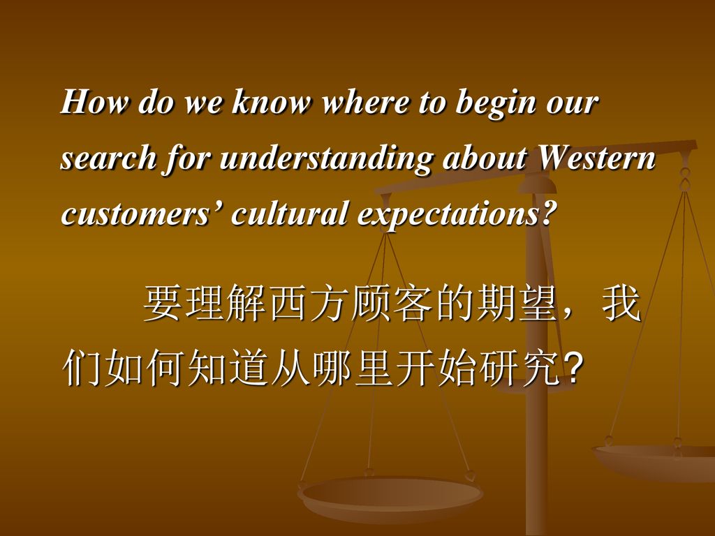 要理解西方顾客的期望，我们如何知道从哪里开始研究