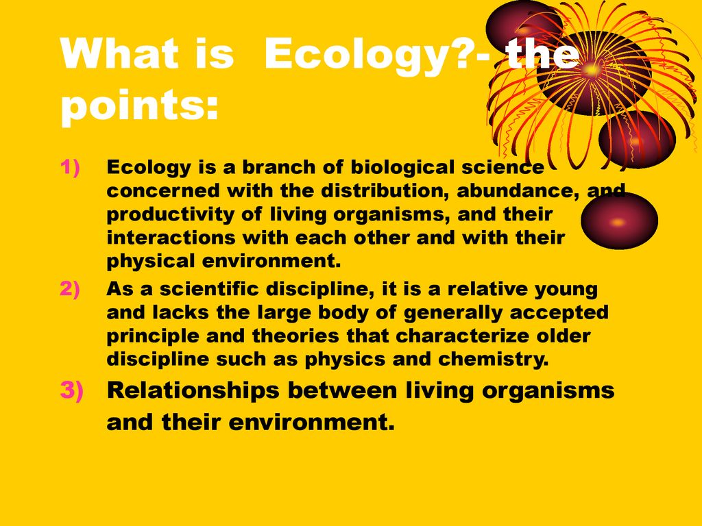 What is Ecology - the points: