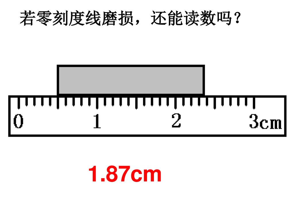 若零刻度线磨损，还能读数吗？ 1.87cm