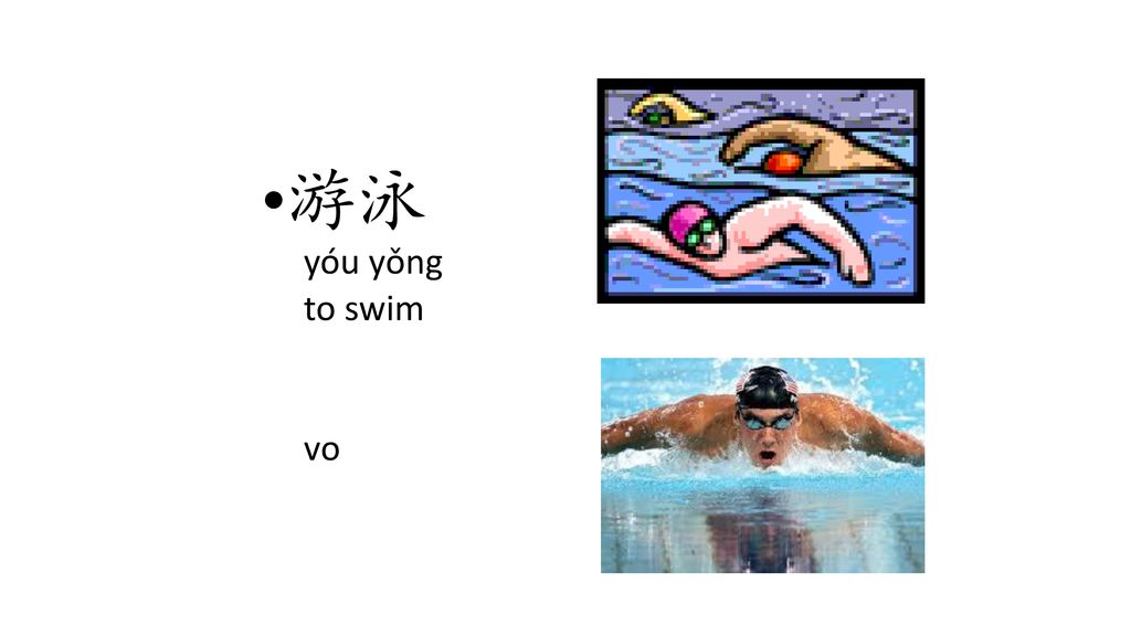 游泳 yóu yǒng to swim vo