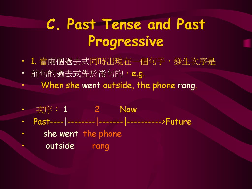 C. Past Tense and Past Progressive