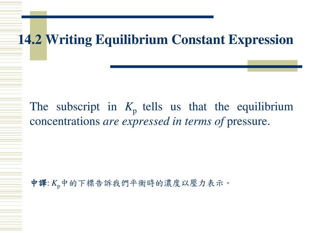 14.2 Writing Equilibrium Constant Expression