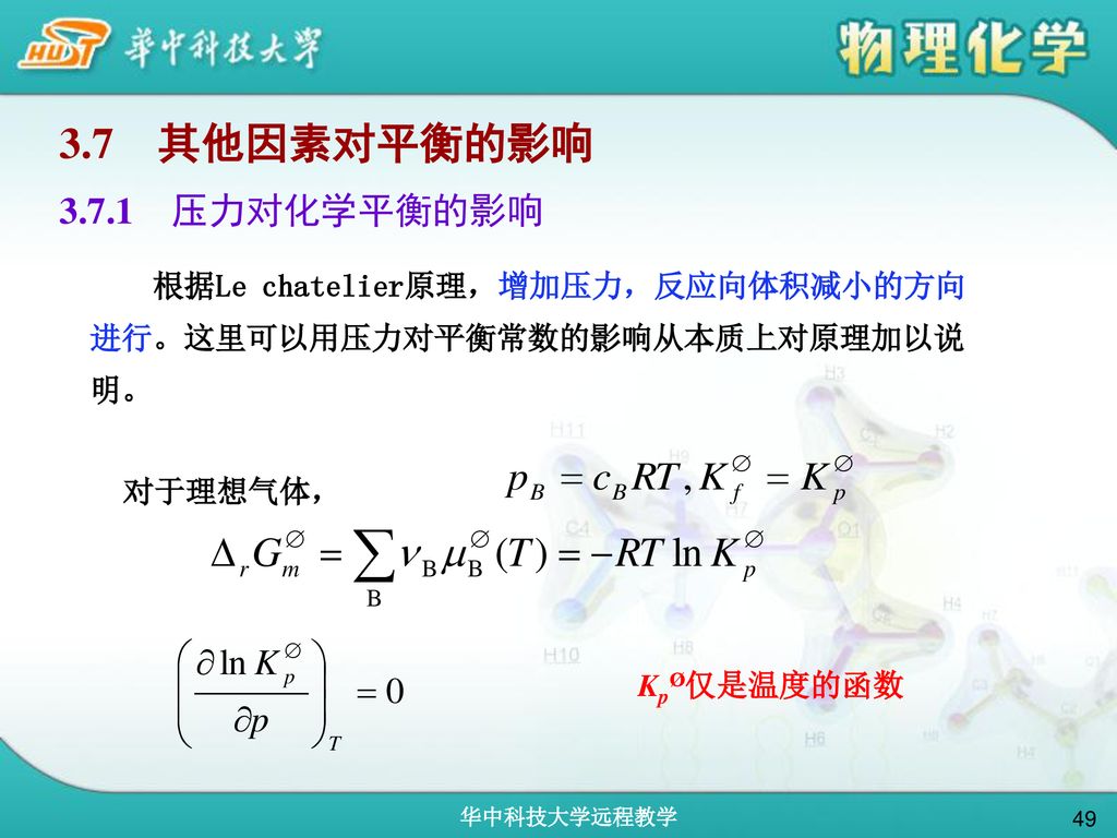 3.7 其他因素对平衡的影响 压力对化学平衡的影响