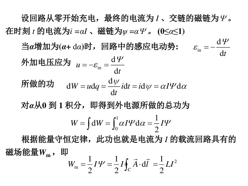 当α增加为(α+ dα)时，回路中的感应电动势: