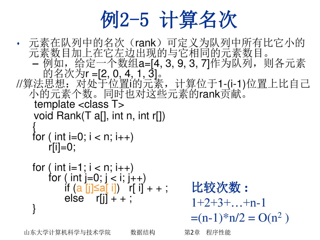 山东大学计算机科学与技术学院 数据结构 第2章 程序性能