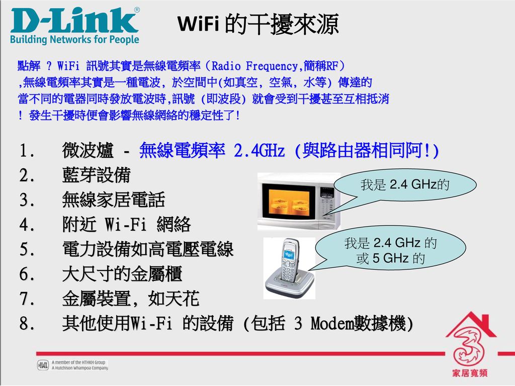 Wifi 的干擾來源微波爐 無線電頻率2 4ghz 與路由器相同阿 藍芽設備無線家居電話附近wi Fi 網絡 Ppt Download