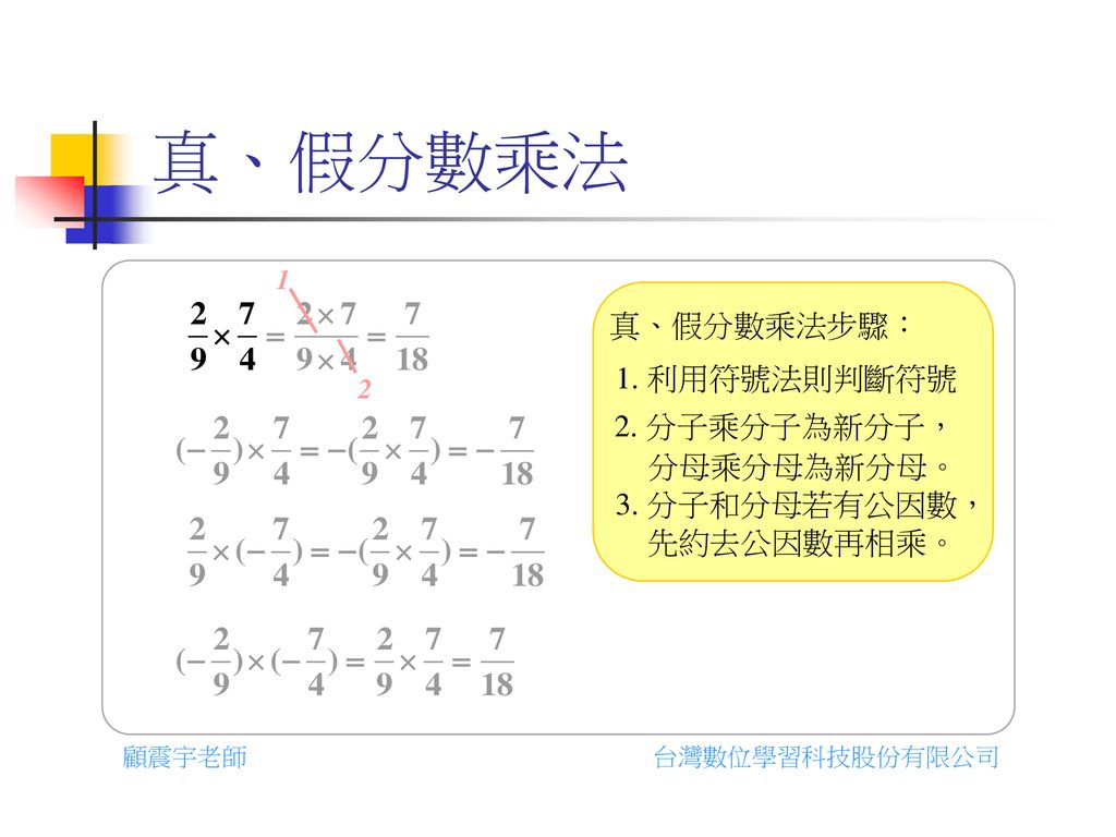 真 假分數乘法真 假分數乘法步驟 1 利用符號法則判斷符號2 分子乘分子為新分子 分母乘分母為新分母 Ppt Download