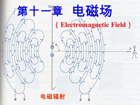 1 电磁辐射 第十一章 （ Electromagnetic Field ） 电磁场. 2 §11.1 位移电流（书 8.5 节） §11.2 麦克斯韦方程组 （书 11.1 节） §11.3 电磁波（书 11.4 节 和 11.6 节） §11.4 电磁辐射（书 11.2 节 和 11.3 节） *§11.6.