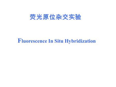 荧光原位杂交实验 F luorescence In Situ Hybridization. 原位杂交 (In situ hybridization) 1 ）同位素原位杂交 (Isotopic in situ hybridization) ——70 年代 2 ）非同位素原位杂交 (Non-isotopic.