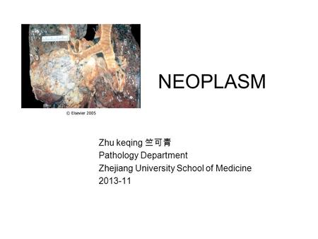 NEOPLASM Zhu keqing 竺可青 Pathology Department Zhejiang University School of Medicine 2013-11.