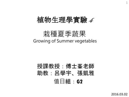 栽種夏季蔬果 Growing of Summer vegetables