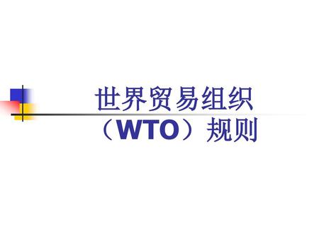 世界贸易组织（WTO）规则.