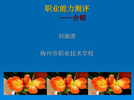 职业能力测评 ——介绍 刘湘潭 梅州市职业技术学校.