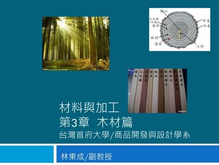 材料與加工 第3章 木材篇 台灣首府大學/商品開發與設計學系