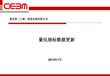 莫尼塔（上海）投资发展有限公司 量化指标数据更新 2013年1月.
