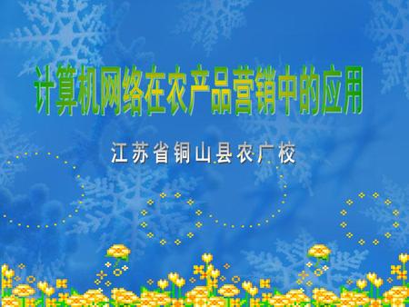 计算机网络在农产品营销中的应用 江苏省铜山县农广校.
