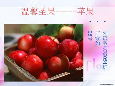 温馨圣果-----苹果 外语系英语051班 庄淑如 08号.