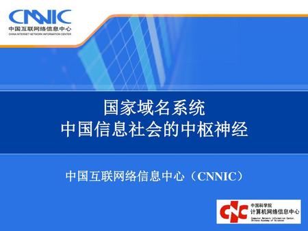 国家域名系统 中国信息社会的中枢神经 中国互联网络信息中心（CNNIC）.
