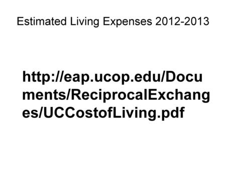 Estimated Living Expenses